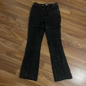 Black jeans with grid pattern
